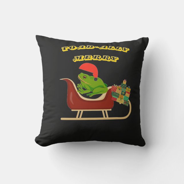 Toad-ally Merry Frog Christmas Tee Cushion (Front)