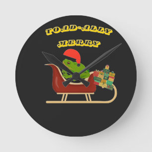 Toad-ally Merry Frog Christmas Tee Round Clock