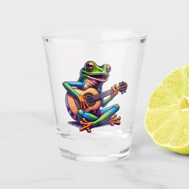 Toad and Guitar Funny Cartoon Shot Glass (Front)