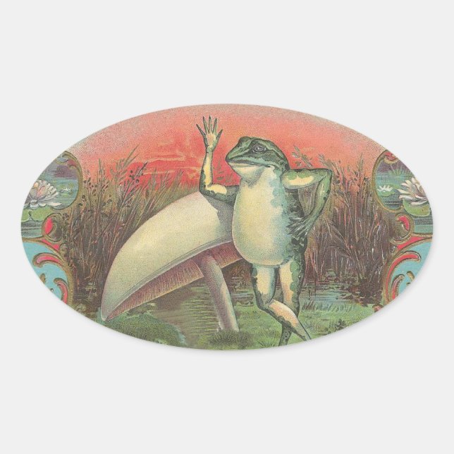 Toad and Mushroom Oval Sticker (Front)