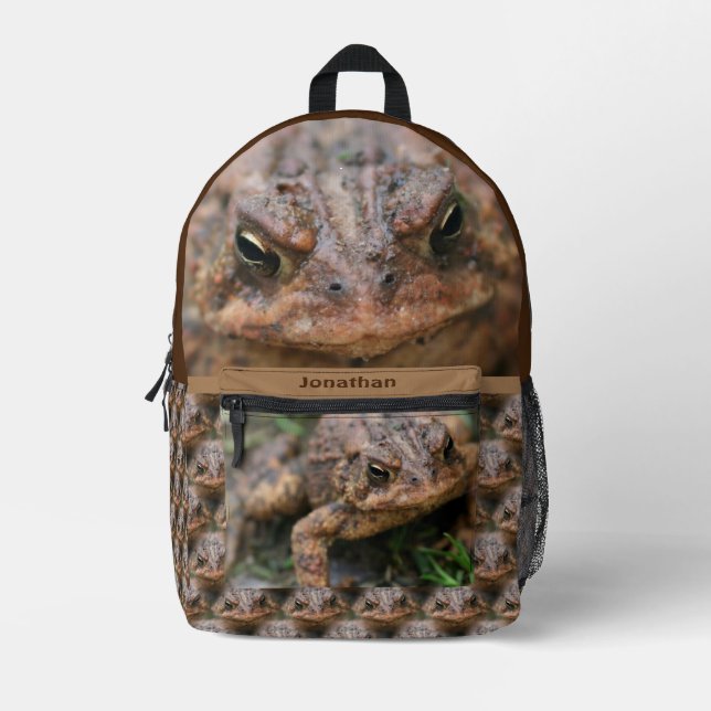 Toad Face Animal Personalised Printed Backpack (Front)
