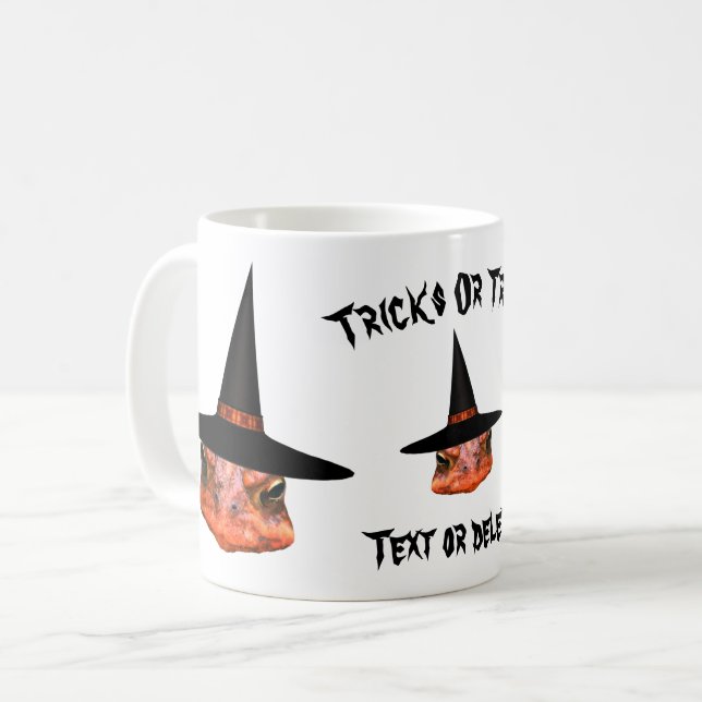 Toad Face Witch Hat Halloween Funny Personalised Coffee Mug (Front Left)