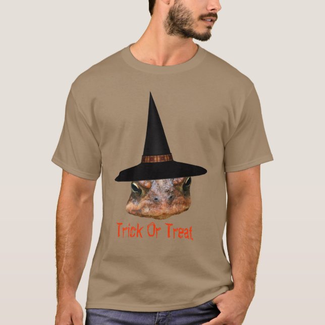 Toad Face Witch Hat Halloween Funny T-Shirt (Front)