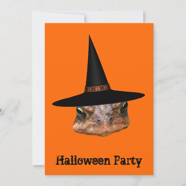 Toad Face Witch Hat Halloween Invitation (Front)