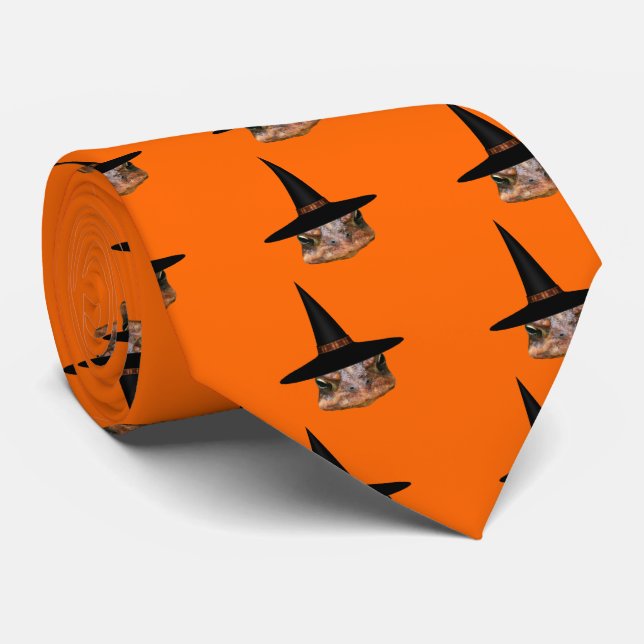 Toad Face Witch Hat Halloween Tie (Rolled)