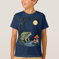 Toad Foraging Toadstools In A Moonlit Woodland 