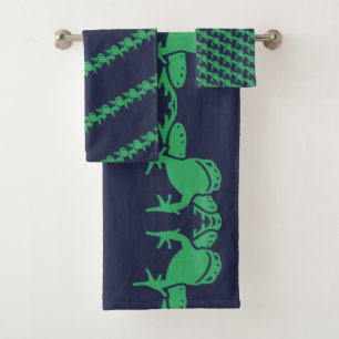 Toad Frogs Navy Blue Bath Towel Set