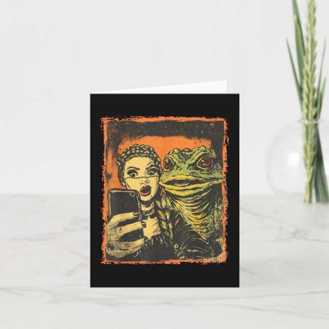 Toad Monster Selfie With Goth Girl Horror Comic Gr Card (Front)