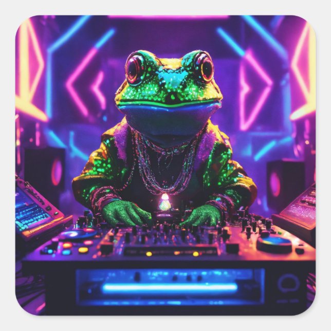 Toad party square sticker (Front)