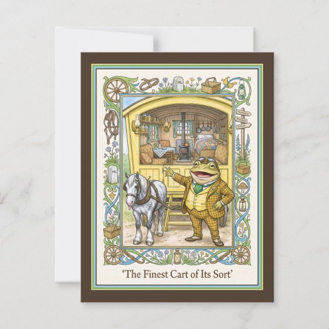 Toad Showing Off the inside of the Yellow Caravan RSVP Card (Front)