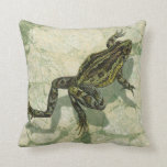 Toad Swinning in the Water Cushion<br><div class="desc">Vision Studio is using the giclée (French for “to spray”) technique in this art piece. It makes it unique and the different shades of green emphasise the peacefulness on this image. Choose this piece of artwork for your next Zazzle product.</div>