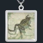 Toad Swinning in the Water Silver Plated Necklace<br><div class="desc">Vision Studio is using the giclée (French for “to spray”) technique in this art piece. It makes it unique and the different shades of green emphasise the peacefulness on this image. Choose this piece of artwork for your next Zazzle product.</div>
