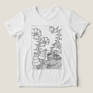 Toad with fantasy flowers to colour Tri-Blend shirt