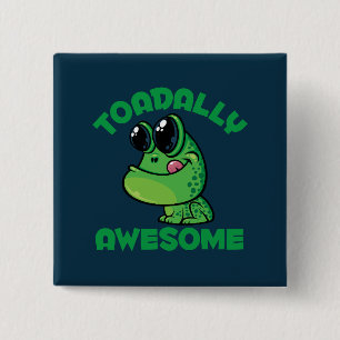 Toadally Awesome Happy Cartoon Toad 15 Cm Square Badge