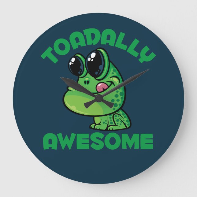 Toadally Awesome Happy Cartoon Toad Large Clock (Front)
