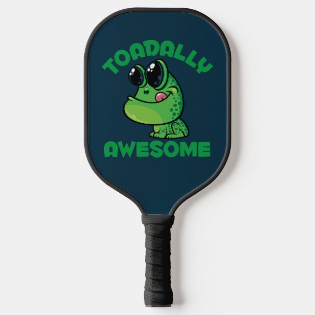Toadally Awesome Happy Cartoon Toad Pickleball Paddle (Front)