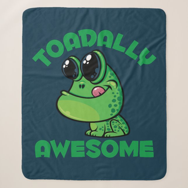 Toadally Awesome Happy Cartoon Toad Sherpa Blanket (Front)