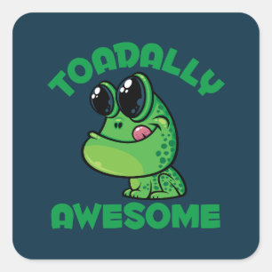 Toadally Awesome Happy Cartoon Toad Square Sticker