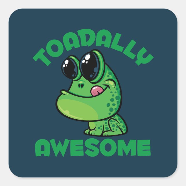 Toadally Awesome Happy Cartoon Toad Square Sticker (Front)