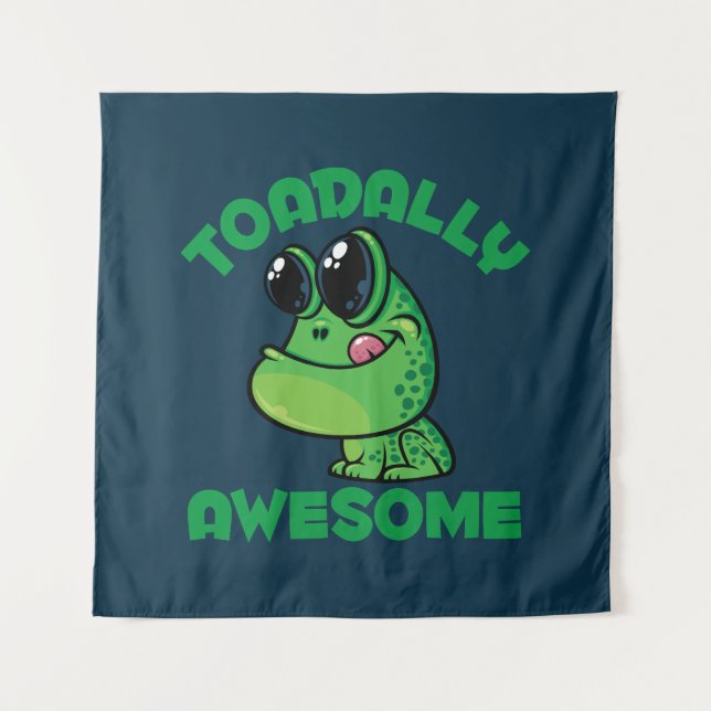 Toadally Awesome Happy Cartoon Toad Tapestry (Front)