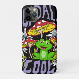 Toadally Cool Colorful floral and frog typography  iPhone 11 Pro Case