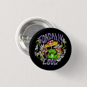 Toadally Cool Colourful floral and frog typography 3 Cm Round Badge