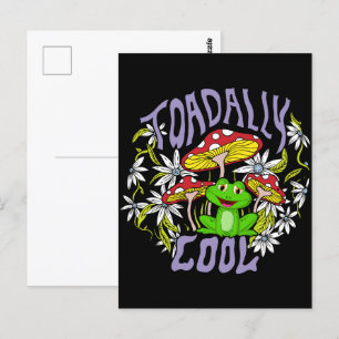 Toadally Cool Colourful floral and frog typography Postcard