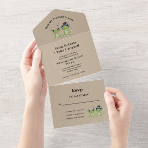 ©Toadally in Love Frog Couple Rustic Wedding All In One Invitation