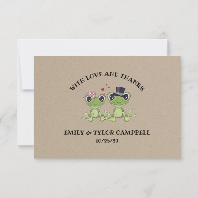 ©Toadally in Love Frog Couple Rustic Wedding Thank You Card (Front)