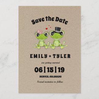 Toadally in Love Frog Rustic Save The Date Invitation
