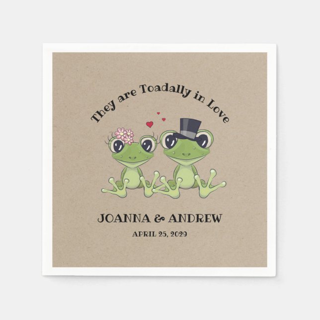  ©Toadally in Love Frog Wedding Personalised Napkin (Front)