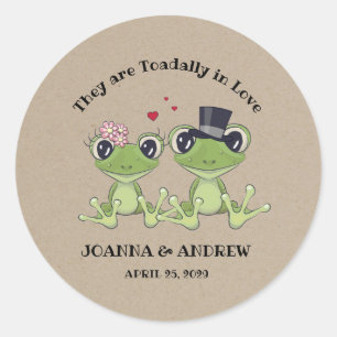 ©Toadally in Love Rustic Frog Couple Wedding Classic Round Sticker