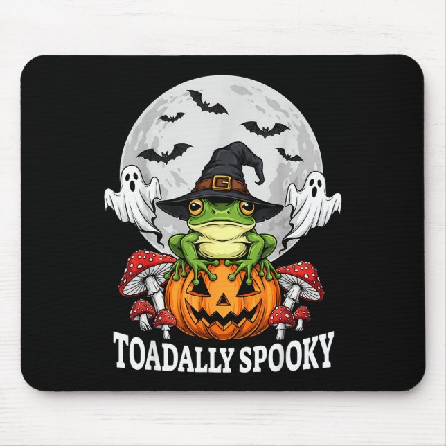Toadally Soky Funny Halloween Frog On Pumpkin Full Mouse Mat (Front)