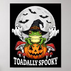Toadally Soky Funny Halloween Frog On Pumpkin Full Poster