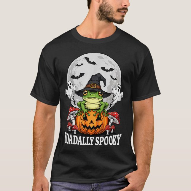 Toadally Soky Funny Halloween Frog On Pumpkin Full T-Shirt (Front)