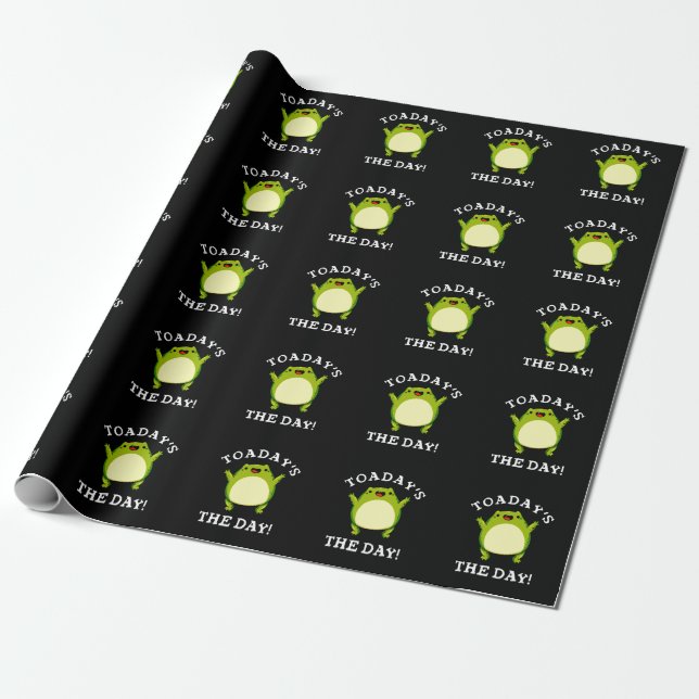 Toadays The Day Funny Toad Pun Dark BG Wrapping Paper (Unrolled)