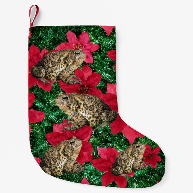 Toadly Awesome Poinsettia Toad Christmas Stocking (Front)