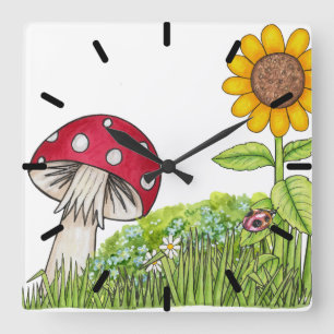 Toadstool and Sunflower Clock