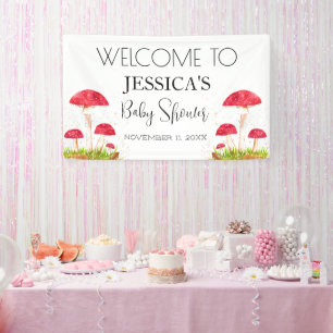 Toadstool Mushroom Baby Shower Welcome Sign