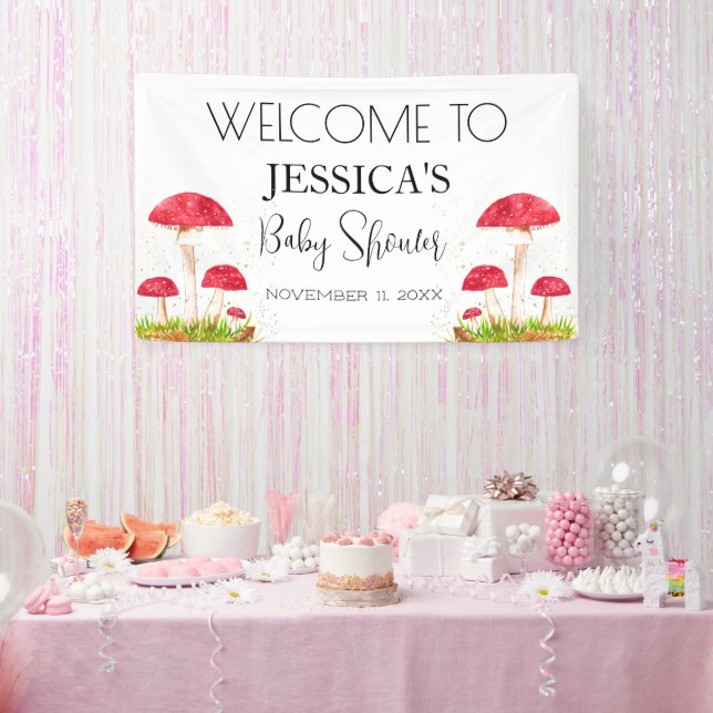 Toadstool Mushroom Baby Shower Welcome Sign (Party)