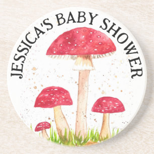 Toadstool Mushroom Forest watercolor Red Nature Coaster