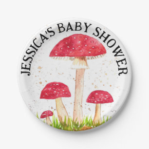 Toadstool Mushroom Forest watercolor Red Nature Paper Plate