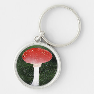 Toadstool Mushroom in Moss Surroundings Key Ring