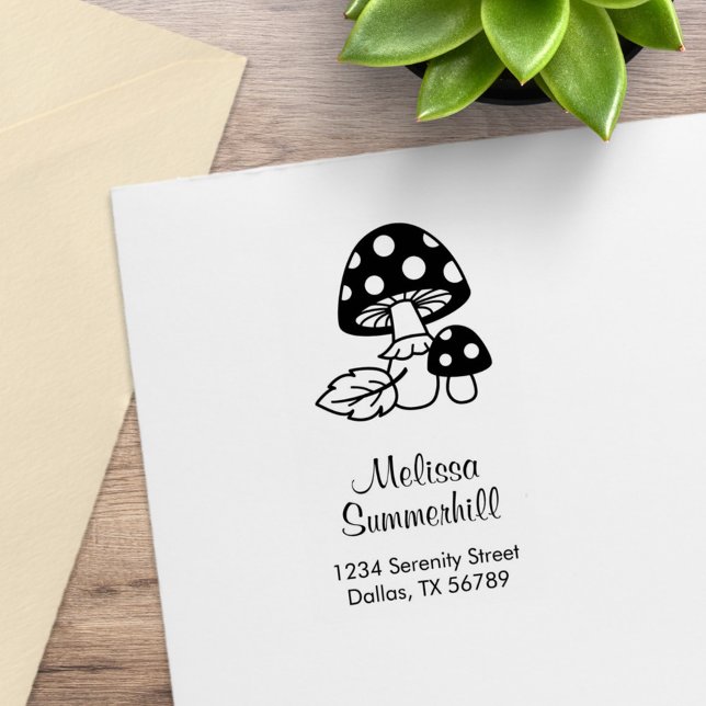 Toadstool Mushrooms Address Rubber Stamp (Creator Uploaded)