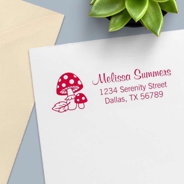Toadstool Mushrooms Address Self-inking Stamp (Creator Uploaded)