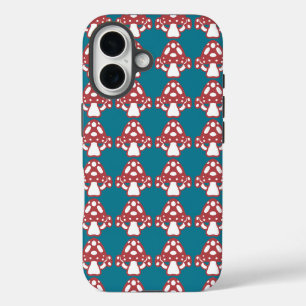 Toadstool Mushrooms - White Dots Spots Red Blue iPhone 16 Case