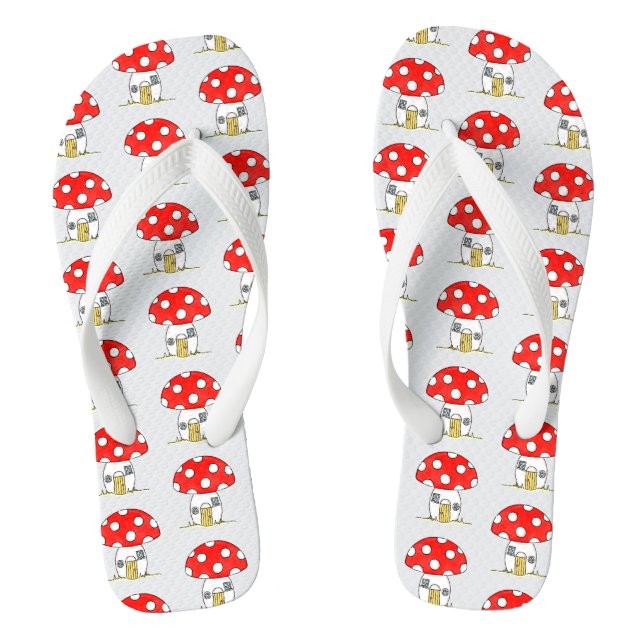 Toadstool Pattern Beach Holiday Flip Flops (Footbed)