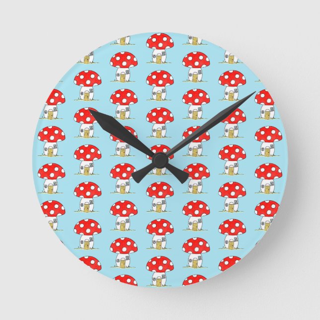 Toadstool Pattern Round Clock (Front)