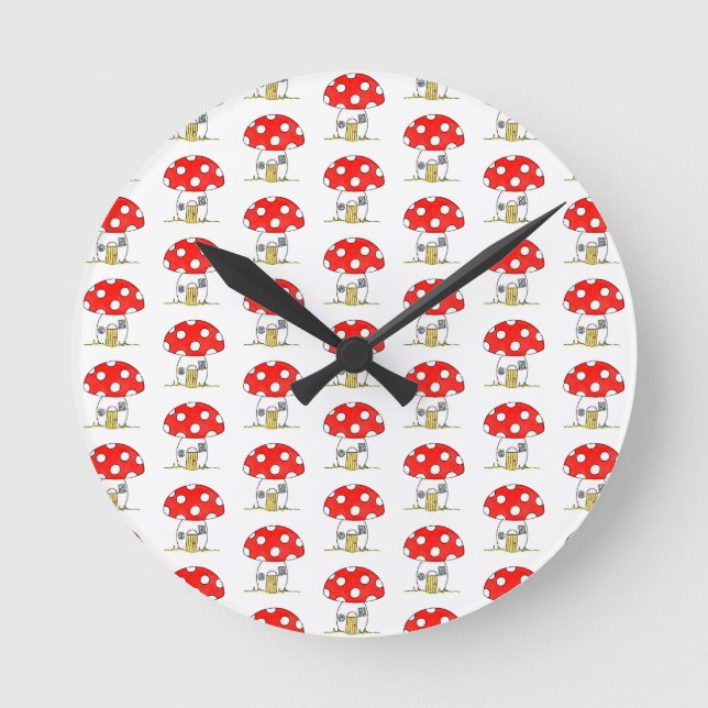 Toadstool Pattern Round Clock (Front)