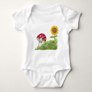 Toadstool with Sunflower and Ladybug products Baby Bodysuit